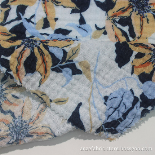 Fashion printed soft 100% organic cotton gauze fabric